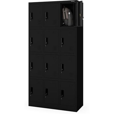 Jan Nowak Wertfachschrank 3B4A Fächerschrank Schließfachschrank mit 12 Fächern Metallspind Umkleideschrank Stahlblech Pulverbeschichtung Farbwahl 185 cm x 90 cm x 40 cm (H x B x T) (Schwarz) Jan Nowak Wertfachschrank 3B4A Fächerschrank Schließfachschrank mit 12 Fächern Metallspind Umkleideschrank Stahlblech Pulverbeschichtung Farbwahl 185 cm x 90 cm x 40 cm (H x B x T) (Schwarz)