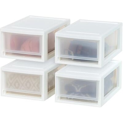 Iris Ohyama 4er-Set Schubladenbox 7L, Kompakter Kunststoff-Organizer, Stapelbar & Robust, Aufbewahrungsbox für Badezimmer, Basteln & Regale, Weiß, MSD-1 Iris Ohyama 4er-Set Schubladenbox 7L, Kompakter Kunststoff-Organizer, Stapelbar & Robust, Aufbewahrungsbox für Badezimmer, Basteln & Regale, Weiß, MSD-1
