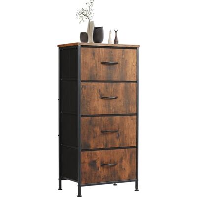 Sweetcrispy Kommode mit 4 Schubladen, Stoff Schubladenschrank, Schmal Schrank, Kommode Schlafzimmer, Industrial Stil für Wohnzimmer, Kinderzimmer, Flur Aufbewahrungsschrank, Antike Holzfarbe Sweetcrispy Kommode mit 4 Schubladen, Stoff Schubladenschrank, Schmal Schrank, Kommode Schlafzimmer, Industrial Stil für Wohnzimmer, Kinderzimmer, Flur Aufbewahrungsschrank, Antike Holzfarbe