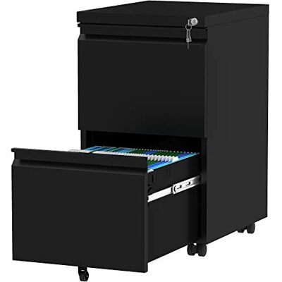 YITAHOME Rollcontainer mit Abschließbar 2 Schubladen, Mobiler Aktenschrank mit Rollen für A4, Legal, Letter, Metall Büroschrank für Home-Office, Hängeregistratur, Schwarz, 51 x 39 x 71cm YITAHOME Rollcontainer mit Abschließbar 2 Schubladen, Mobiler Aktenschrank mit Rollen für A4, Legal, Letter, Metall Büroschrank für Home-Office, Hängeregistratur, Schwarz, 51 x 39 x 71cm