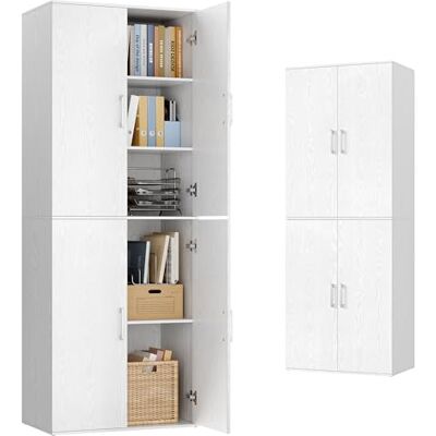 VASAGLE Mehrzweckschrank, mit 4 Türen, 5 Ablagen, Büroschrank, Aufbewahrungsschrank, Kleiderschrank, mit Griffen, Holzspanplatte, 60 x 40 x 180 cm, schneeweiß OFC091WE01 VASAGLE Mehrzweckschrank, mit 4 Türen, 5 Ablagen, Büroschrank, Aufbewahrungsschrank, Kleiderschrank, mit Griffen, Holzspanplatte, 60 x 40 x 180 cm, schneeweiß OFC091WE01