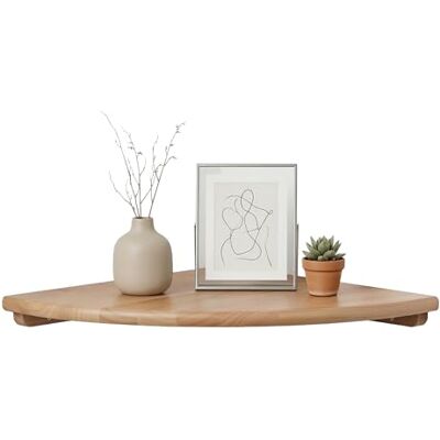 Relaxdays Eckregal, HxBxT: 3 x 40 x 40 cm, Walnussholz, Wohnzimmer, Deko, Traglast: 5 kg, Bücherregal hängend, Natur Relaxdays Eckregal, HxBxT: 3 x 40 x 40 cm, Walnussholz, Wohnzimmer, Deko, Traglast: 5 kg, Bücherregal hängend, Natur