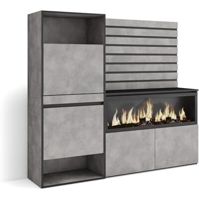 Skraut Home Sideboard, Kommode Aufbewahrungsschrank 167x145x35 cm Für Schlafzimmer, Zimmer Elektrokamin XXL Schuhschrank Moderner Stil Zement Skraut Home Sideboard, Kommode Aufbewahrungsschrank 167x145x35 cm Für Schlafzimmer, Zimmer Elektrokamin XXL Schuhschrank Moderner Stil Zement