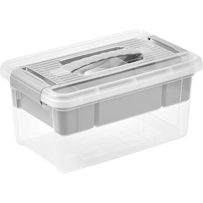 keeeper Organizer-Box, 5 l, Bequemer Griff, Praktische Clips, Herausnehmbarer Einsatz, Aufbewahrungsbox, 19 x 29 x 14 cm, henri, Nordic Grey (Grau) keeeper Organizer-Box, 5 l, Bequemer Griff, Praktische Clips, Herausnehmbarer Einsatz, Aufbewahrungsbox, 19 x 29 x 14 cm, henri, Nordic Grey (Grau)
