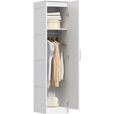 HOMCOM Kleiderschrank Mehrzweckschrank mit Kleiderstange, Regal, Soft-Close-Tür Garderobenschrank Schrank Drehtürenschrank für Schlafzimmer 40 x 52 x 180 cm Weiß HOMCOM Kleiderschrank Mehrzweckschrank mit Kleiderstange, Regal, Soft-Close-Tür Garderobenschrank Schrank Drehtürenschrank für Schlafzimmer 40 x 52 x 180 cm Weiß