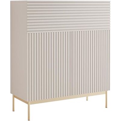 Selsey Kommode mit LED-Beleuchtung Modernes Sideboard in Kaschmir mit Push-to-Open Schlafzimmer Kommode 92cm Breite 4 Ablagen und Klappfach Elegante Goldene Metallbeine für Wohnzimmer Selsey Kommode mit LED-Beleuchtung Modernes Sideboard in Kaschmir mit Push-to-Open Schlafzimmer Kommode 92cm Breite 4 Ablagen und Klappfach Elegante Goldene Metallbeine für Wohnzimmer