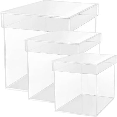 TUKA-i-AKUT 3er Set Acrylbox 5-Seitig mit Deckel, 15cm + 20cm + 30cm Würfelform Acryl Schaukasten Transparent Präsentationsbox Vitrine für Museum Sammler Kosmetik Deko Geschenke Aufbewahrung TKD8254 TUKA-i-AKUT 3er Set Acrylbox 5-Seitig mit Deckel, 15cm + 20cm + 30cm Würfelform Acryl Schaukasten Transparent Präsentationsbox Vitrine für Museum Sammler Kosmetik Deko Geschenke Aufbewahrung TKD8254