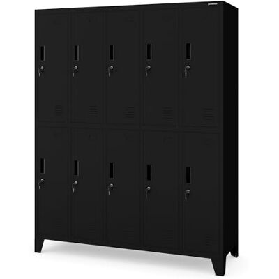 Jan Nowak Umkleideschrank 5B2A Spind Spint Schließfachschrank Metallschrank mit 10 Fächern Etikettenhalter Lüftungsschlitze Metall Pulverbeschichtet 172 cm x 136 cm x 45 cm (Schwarz) Jan Nowak Umkleideschrank 5B2A Spind Spint Schließfachschrank Metallschrank mit 10 Fächern Etikettenhalter Lüftungsschlitze Metall Pulverbeschichtet 172 cm x 136 cm x 45 cm (Schwarz)
