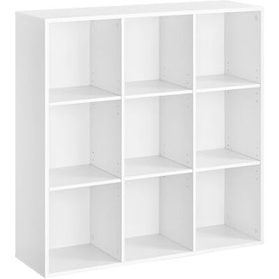 VASAGLE Custos Kollektion Bücherschrank, Bücherregal, mit 9 Fächern, Büroregal, Würfelregal, Standregal, für Wohnzimmer, Schlafzimmer, Büro, Kinderzimmer, Weiß LBC177W01 VASAGLE Custos Kollektion Bücherschrank, Bücherregal, mit 9 Fächern, Büroregal, Würfelregal, Standregal, für Wohnzimmer, Schlafzimmer, Büro, Kinderzimmer, Weiß LBC177W01