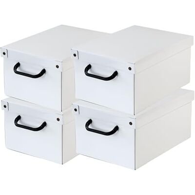 Lavatelli Set aus 4 Aufbewahrungsboxen mit Deckel – Große Kleiderboxen aus Karton 25x35x17,5 cm – Made in Italy, robust, leicht zu montieren, mit Tragegriffen – Perfekt für Kleiderschrank & Saisonwechsel Bianco Lavatelli Set aus 4 Aufbewahrungsboxen mit Deckel – Große Kleiderboxen aus Karton 25x35x17,5 cm – Made in Italy, robust, leicht zu montieren, mit Tragegriffen – Perfekt für Kleiderschrank & Saisonwechsel Bianco