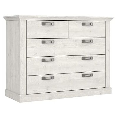 Forte Kommode mit 5 Schubladen, Holzwerkstoff, Pinie weiß, B x H x T: 119,5 x 89,9 x 44,9 cm Forte Kommode mit 5 Schubladen, Holzwerkstoff, Pinie weiß, B x H x T: 119,5 x 89,9 x 44,9 cm