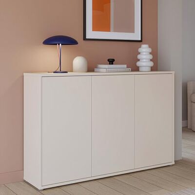 Forte Alice Springs Kommode 150 155, großes Sideboard mit 3 Schranktüren, Flur, Wohnzimmer, Schlafzimmer, Holzwerkstoff, Kaschmir Beige, 154,2 cm breit x 99,1 cm hoch x 34,9 cm tief Forte Alice Springs Kommode 150 155, großes Sideboard mit 3 Schranktüren, Flur, Wohnzimmer, Schlafzimmer, Holzwerkstoff, Kaschmir Beige, 154,2 cm breit x 99,1 cm hoch x 34,9 cm tief