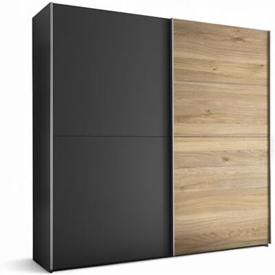 Stella Trading Melton Kleiderschrank in Graphit, Mauvella Oak Optik Vielseitiger Schwebetürenschrank 2-türig für Ihr Schlafzimmer 215 x 210 x 60 cm (B/H/T) Stella Trading Melton Kleiderschrank in Graphit, Mauvella Oak Optik Vielseitiger Schwebetürenschrank 2-türig für Ihr Schlafzimmer 215 x 210 x 60 cm (B/H/T)