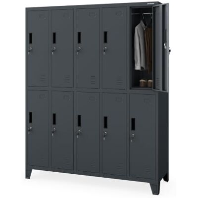 Jan Nowak Umkleideschrank 5B2A Spind Spint Schließfachschrank Metallschrank mit 10 Fächern Etikettenhalter Lüftungsschlitze Metall Pulverbeschichtet 172 cm x 136 cm x 45 cm (H x B x T) (Anthrazit) Jan Nowak Umkleideschrank 5B2A Spind Spint Schließfachschrank Metallschrank mit 10 Fächern Etikettenhalter Lüftungsschlitze Metall Pulverbeschichtet 172 cm x 136 cm x 45 cm (H x B x T) (Anthrazit)