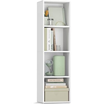 VASAGLE Custos Kollektion Bücherregal, 4-stöckiges Regal, offenes Aufbewahrungsregal, mit verstellbaren Ablagen, 24 x 30 x 106 cm, für Wohnzimmer, Homeoffice, Schlafzimmer, wolkenweiß LBC434W01 VASAGLE Custos Kollektion Bücherregal, 4-stöckiges Regal, offenes Aufbewahrungsregal, mit verstellbaren Ablagen, 24 x 30 x 106 cm, für Wohnzimmer, Homeoffice, Schlafzimmer, wolkenweiß LBC434W01