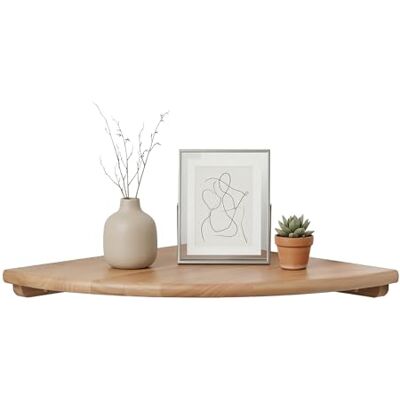 Relaxdays Eckregal, HxBxT: 3 x 30 x 30 cm, Walnussholz, Wohnzimmer, Deko, Traglast: 5 kg, Bücherregal hängend, Natur Relaxdays Eckregal, HxBxT: 3 x 30 x 30 cm, Walnussholz, Wohnzimmer, Deko, Traglast: 5 kg, Bücherregal hängend, Natur