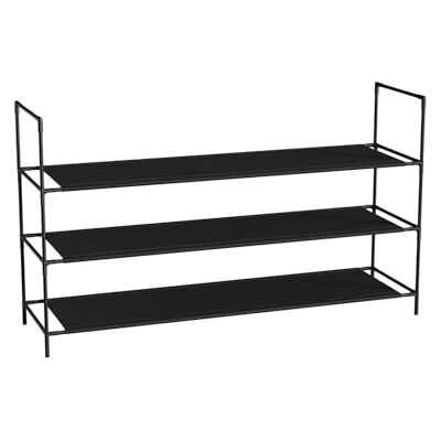 Sekey Schuhregal 3 Ebenen mit Vlies-Shelves, stapelbar & platzsparend, Metall-Vlies-Kombi für 15-18 Paar Schuhe (98,5×28×57 cm, Schwarz) Sekey Schuhregal 3 Ebenen mit Vlies-Shelves, stapelbar & platzsparend, Metall-Vlies-Kombi für 15-18 Paar Schuhe (98,5×28×57 cm, Schwarz)