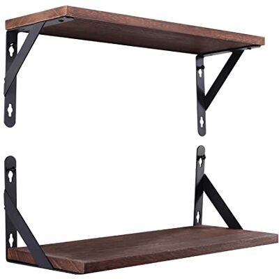 AGM Wandregal 2er Set, Schweberegale 42.5cm x 15cm Hängeregal rustikales Holz Regal Wand Dekor, Funktionales Regal für Küche Büro Badezimmer Schlafzimmer Wohnzimmer Waschküche AGM Wandregal 2er Set, Schweberegale 42.5cm x 15cm Hängeregal rustikales Holz Regal Wand Dekor, Funktionales Regal für Küche Büro Badezimmer Schlafzimmer Wohnzimmer Waschküche