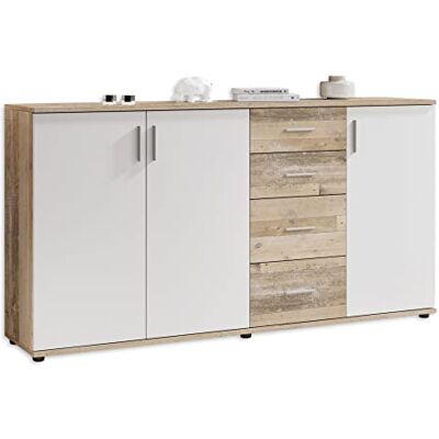 Stella Trading BOBBY Kommode in Old Style Optik, Weiß Modernes Sideboard mit viel Stauraum für Ihren Wohnbereich 160 x 82 x 35 cm (B/H/T) Stella Trading BOBBY Kommode in Old Style Optik, Weiß Modernes Sideboard mit viel Stauraum für Ihren Wohnbereich 160 x 82 x 35 cm (B/H/T)