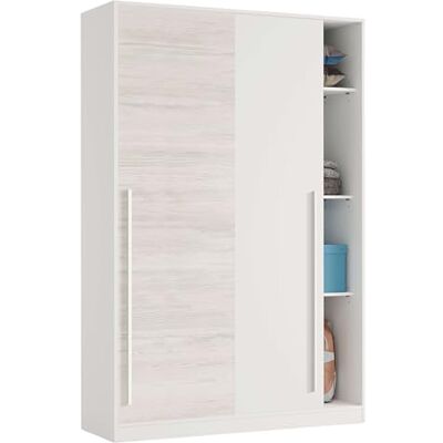 Habitdesign , Kleiderschrank mit 2 Schiebetüren – moderner Schwebetürenschrank in Artik weiß und Velho-Holzdekor, viel Stauraum für das Schlafzimmer, Maße: 120 x 200 x 50 cm (B x H x T), Modell Top Habitdesign , Kleiderschrank mit 2 Schiebetüren – moderner Schwebetürenschrank in Artik weiß und Velho-Holzdekor, viel Stauraum für das Schlafzimmer, Maße: 120 x 200 x 50 cm (B x H x T), Modell Top