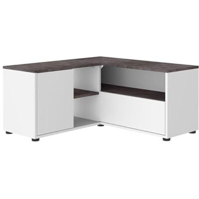 Symbiosis Eck-TV-Schrank Angle 90 x 90 x 45 cm, weißes Melamin und Zement, Weiß Symbiosis Eck-TV-Schrank Angle 90 x 90 x 45 cm, weißes Melamin und Zement, Weiß