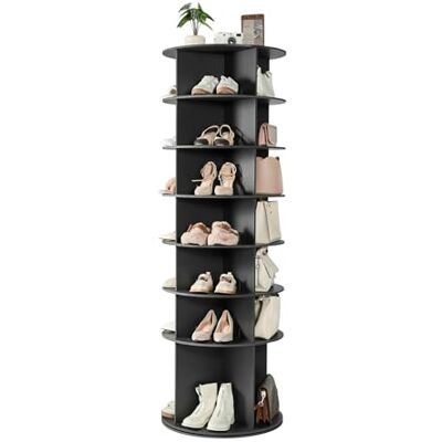 VEVOR Schuhregal Schuhschrank für 28 Paar Schuhe (7-stöckig) 360° drehbar, platzsparende Schuhaufbewahrung, Schuhablage für Schlafzimmer Wohnzimmer Eingangsbereich, Schwarz 598 x 598 x 1805 mm VEVOR Schuhregal Schuhschrank für 28 Paar Schuhe (7-stöckig) 360° drehbar, platzsparende Schuhaufbewahrung, Schuhablage für Schlafzimmer Wohnzimmer Eingangsbereich, Schwarz 598 x 598 x 1805 mm