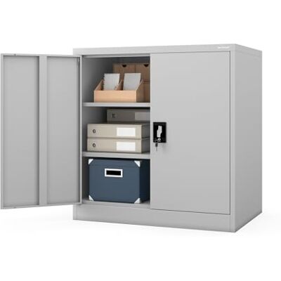 Jan Nowak Metallschrank abschließbar Büroschrank Werkstattschrank Dokumentenschrank Ordnerschrank kompakt aus Stahl 93 x 90 x 60 cm mit verstellbaren Regalböden, Aktenschrank Jan Nowak Metallschrank abschließbar Büroschrank Werkstattschrank Dokumentenschrank Ordnerschrank kompakt aus Stahl 93 x 90 x 60 cm mit verstellbaren Regalböden, Aktenschrank