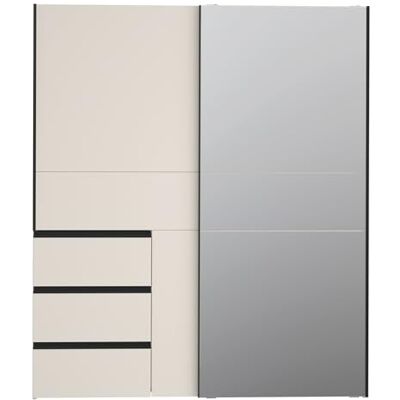 Forte Winn 2 moderner Kleiderschrank 170, Schwebetürenschrank mit Spiegel, 2-türig, 3 Schubladen, Holzwerkstoff, Kaschmir Beige, 170,3 cm breit x 200,5 cm hoch x 61,2 cm tief Forte Winn 2 moderner Kleiderschrank 170, Schwebetürenschrank mit Spiegel, 2-türig, 3 Schubladen, Holzwerkstoff, Kaschmir Beige, 170,3 cm breit x 200,5 cm hoch x 61,2 cm tief