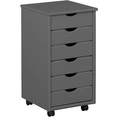 Inter Link Rollcontainer mit 6 Schubladen – Bürocontainer auf Rollen – Massivholz Kiefer Grau lackiert – Rollschrank für Büro & Homeoffice – 35 x 40 x 65 cm – Modell Simon Inter Link Rollcontainer mit 6 Schubladen – Bürocontainer auf Rollen – Massivholz Kiefer Grau lackiert – Rollschrank für Büro & Homeoffice – 35 x 40 x 65 cm – Modell Simon