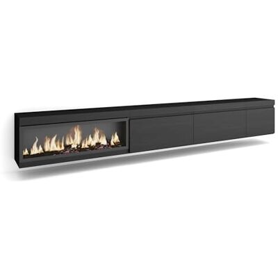 Skraut Home TV-Schrank, Lowboard für Wohnzimmer und Esszimmer 317x45x35 cm Elektrokamin XXL Hängend Moderner Stil Schwarz Skraut Home TV-Schrank, Lowboard für Wohnzimmer und Esszimmer 317x45x35 cm Elektrokamin XXL Hängend Moderner Stil Schwarz