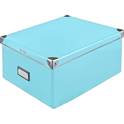 Idena 11009 Aufbewahrungsbox aus festem Karton, Deckel mit verstärkten Kanten aus Metall, Allzweck-Box in Türkis inklusive Beschriftungsfeld, für Ordnung im Haushalt, Büro und Arbeitszimmer Idena 11009 Aufbewahrungsbox aus festem Karton, Deckel mit verstärkten Kanten aus Metall, Allzweck-Box in Türkis inklusive Beschriftungsfeld, für Ordnung im Haushalt, Büro und Arbeitszimmer