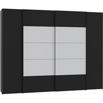Forte NARAGO Kleiderschrank 270, 4-türiger Dreh-/Schwebetürenschrank mit Einlegeböden und Kleiderstange, Holzwerkstoff, Schwarz/Weiß, 270,3 cm breit, 210,5 cm hoch, 61,2 cm tief Forte NARAGO Kleiderschrank 270, 4-türiger Dreh-/Schwebetürenschrank mit Einlegeböden und Kleiderstange, Holzwerkstoff, Schwarz/Weiß, 270,3 cm breit, 210,5 cm hoch, 61,2 cm tief