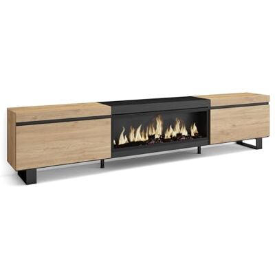 Skraut Home TV-Schrank, Lowboard für Wohnzimmer und Esszimmer 267x57x35 cm Für großformatiges TV Elektrokamin XXL Industriedesign Moderner Stil Eiche Schwarz Skraut Home TV-Schrank, Lowboard für Wohnzimmer und Esszimmer 267x57x35 cm Für großformatiges TV Elektrokamin XXL Industriedesign Moderner Stil Eiche Schwarz