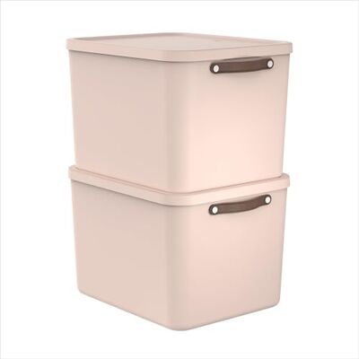 Rotho Maloja Aufbewahrungsbox mit Deckel 55 L 2er-Set stapelbar in Rose Rotho Maloja Aufbewahrungsbox mit Deckel 55 L 2er-Set stapelbar in Rose