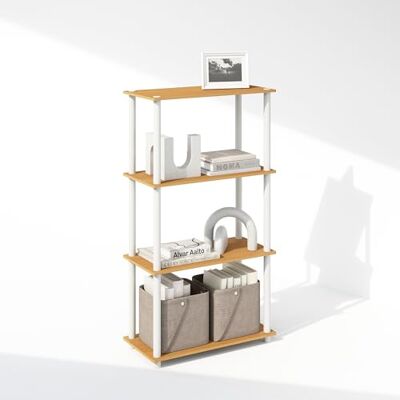 Furinno Turn-N-Tube 4-stöckiges Bücherregal mit vielseitigem kompaktem Display-Regal, 29.5 x 59.9 x 109.7 cm, für Wohnzimmer, Schlafzimmer, Homeoffice, Buche/Weiß Furinno Turn-N-Tube 4-stöckiges Bücherregal mit vielseitigem kompaktem Display-Regal, 29.5 x 59.9 x 109.7 cm, für Wohnzimmer, Schlafzimmer, Homeoffice, Buche/Weiß