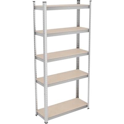 Relaxdays Schwerlastregal, HxBxT: 168x80x30 cm, verzinkter Stahl, Silber Relaxdays Schwerlastregal, HxBxT: 168x80x30 cm, verzinkter Stahl, Silber