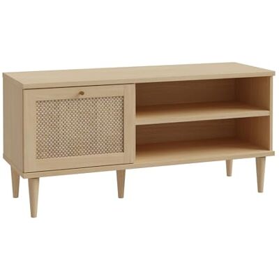 Forte CALASETTA TV-Schrank 120, Schrank im Boho-Stil, Wiener Geflecht, TV-Tisch, Holzwerkstoff, Holzdekor Elegancia Eiche Holzdekor/Technorattan, 120 cm breit x 58 cm hoch x 41 cm tief Forte CALASETTA TV-Schrank 120, Schrank im Boho-Stil, Wiener Geflecht, TV-Tisch, Holzwerkstoff, Holzdekor Elegancia Eiche Holzdekor/Technorattan, 120 cm breit x 58 cm hoch x 41 cm tief