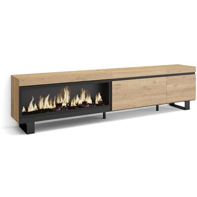 Skraut Home TV-Schrank, Lowboard für Wohnzimmer und Esszimmer 237x57x35 cm Für großformatiges TV Elektrokamin XXL Industriedesign Moderner Stil Eiche Skraut Home TV-Schrank, Lowboard für Wohnzimmer und Esszimmer 237x57x35 cm Für großformatiges TV Elektrokamin XXL Industriedesign Moderner Stil Eiche