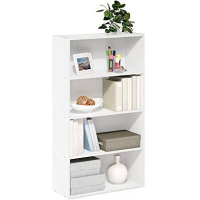 Furinno Pasir 4-stufiges offenes Regal, Weiß Furinno Pasir 4-stufiges offenes Regal, Weiß