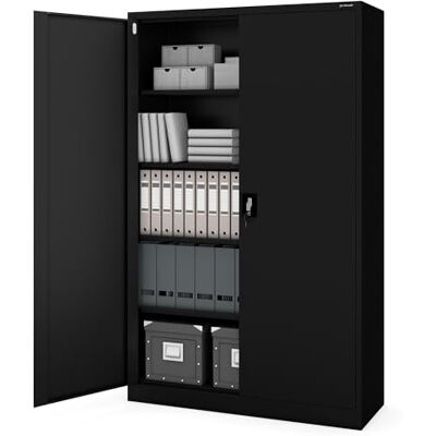 Jan Nowak Metallschrank Jan II 185 x 115 x 40 cm Aktenschrank abschließbar mit 2 Türen, Mehrzweckschrank mit 5 Ebenen, Büroschrank aus Stahlschrank mit Pulverbeschichtung Schwarz Jan Nowak Metallschrank Jan II 185 x 115 x 40 cm Aktenschrank abschließbar mit 2 Türen, Mehrzweckschrank mit 5 Ebenen, Büroschrank aus Stahlschrank mit Pulverbeschichtung Schwarz