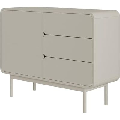 Selsey Kommode Aufbewahrungsschrank 1 Tür 3 Schubladen Schrank Schubladenschrank Push to Open 104 cm ORO Graubeige Selsey Kommode Aufbewahrungsschrank 1 Tür 3 Schubladen Schrank Schubladenschrank Push to Open 104 cm ORO Graubeige
