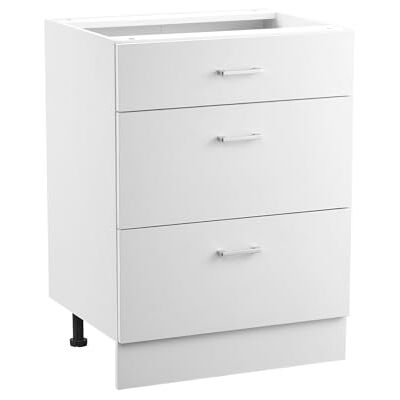 VEVOR weißer Unterschrank (600 x 475 x 816 mm) mit 3 Schubladen unmontierter Schubladen-Unterschrank, Montagefertiger Schrank mit Soft-Close-Türen & verstellbarem Regal, für Haushalt Büro VEVOR weißer Unterschrank (600 x 475 x 816 mm) mit 3 Schubladen unmontierter Schubladen-Unterschrank, Montagefertiger Schrank mit Soft-Close-Türen & verstellbarem Regal, für Haushalt Büro