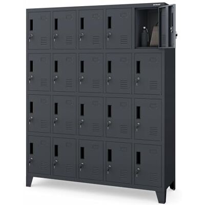 Jan Nowak Umkleideschrank 5B4A Fächerschrank Schließfachschrank mit 20 Fächern Wertfachschrank Metall Pulverbeschichtung 172 cm x 136 cm x 45 cm (H x B x T) (Anthrazit) Jan Nowak Umkleideschrank 5B4A Fächerschrank Schließfachschrank mit 20 Fächern Wertfachschrank Metall Pulverbeschichtung 172 cm x 136 cm x 45 cm (H x B x T) (Anthrazit)
