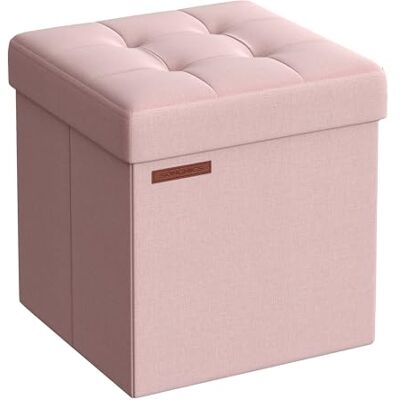 SONGMICS 38 cm Sitzbank mit Stauraum, klappbare Sitztruhe, Aufbewahrungsbox, Fußbank, pastellrosa LSF027R01 SONGMICS 38 cm Sitzbank mit Stauraum, klappbare Sitztruhe, Aufbewahrungsbox, Fußbank, pastellrosa LSF027R01