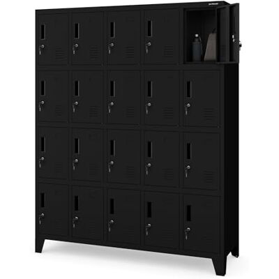 Jan Nowak Umkleideschrank 5B4A Fächerschrank Schließfachschrank mit 20 Fächern Wertfachschrank Metall Pulverbeschichtung 172 cm x 136 cm x 45 cm (H x B x T) (Schwarz) Jan Nowak Umkleideschrank 5B4A Fächerschrank Schließfachschrank mit 20 Fächern Wertfachschrank Metall Pulverbeschichtung 172 cm x 136 cm x 45 cm (H x B x T) (Schwarz)
