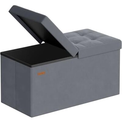 SONGMICS Sitzbank mit Stauraum, Sitztruhe, Aufbewahrungsbox, 38 x 76 x 38 cm, Deckel klappbar, bis 300 kg belastbar, Flur Wohnzimmer Schlafzimmer, Samt, schiefergrau LSF048GN01 SONGMICS Sitzbank mit Stauraum, Sitztruhe, Aufbewahrungsbox, 38 x 76 x 38 cm, Deckel klappbar, bis 300 kg belastbar, Flur Wohnzimmer Schlafzimmer, Samt, schiefergrau LSF048GN01