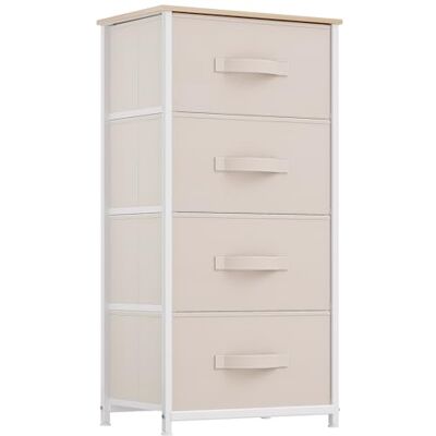 YITAHOME Kommode,Kommode mit 4 Schubladen,Schrank,Stoffschubladen mit Griffen,Metallgestell,Dauerhaft,Cremeweiß YITAHOME Kommode,Kommode mit 4 Schubladen,Schrank,Stoffschubladen mit Griffen,Metallgestell,Dauerhaft,Cremeweiß