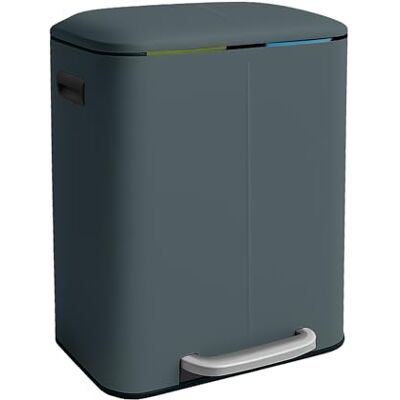 Relaxdays Mülleimer, 2 Fächer, 2X 20 l, entnehmbare Inneneimer, Softclose, Fußpedal, Metall, Mülltrenner Küche, grau Relaxdays Mülleimer, 2 Fächer, 2X 20 l, entnehmbare Inneneimer, Softclose, Fußpedal, Metall, Mülltrenner Küche, grau