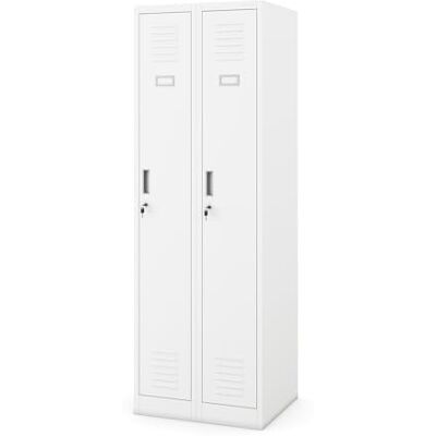 Jan Nowak Spind Schrank, Kleiderschrank, Metallschrank, Schließfachschrank 2 Abteile mit Kleiderstange, Lüftungsschlitze, Trennwände, 4 Kleiderhaken pro Abteil 180 cm x 60 cm x 50 cm, Weiß Jan Nowak Spind Schrank, Kleiderschrank, Metallschrank, Schließfachschrank 2 Abteile mit Kleiderstange, Lüftungsschlitze, Trennwände, 4 Kleiderhaken pro Abteil 180 cm x 60 cm x 50 cm, Weiß
