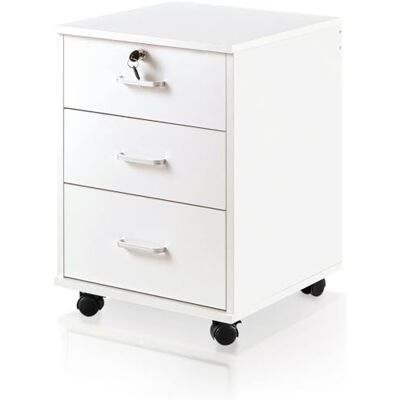 TUKAILAI Rollcontainer Abschließbar mit 3 Schubladen, Aktenschrank unter Schreibtisch, Büroschrank mit Rollen, Dokumente in DIN-A4, Legal, Letter-Format, Büromöbel, Büro,Weiß TUKAILAI Rollcontainer Abschließbar mit 3 Schubladen, Aktenschrank unter Schreibtisch, Büroschrank mit Rollen, Dokumente in DIN-A4, Legal, Letter-Format, Büromöbel, Büro,Weiß